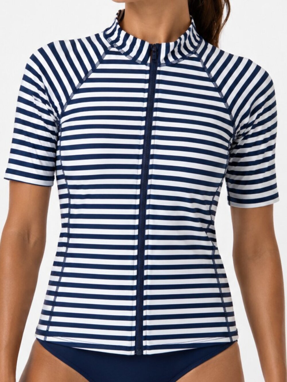 PIHA Zip Rash Guard Swim Shirt Striped US 12 Large NWT